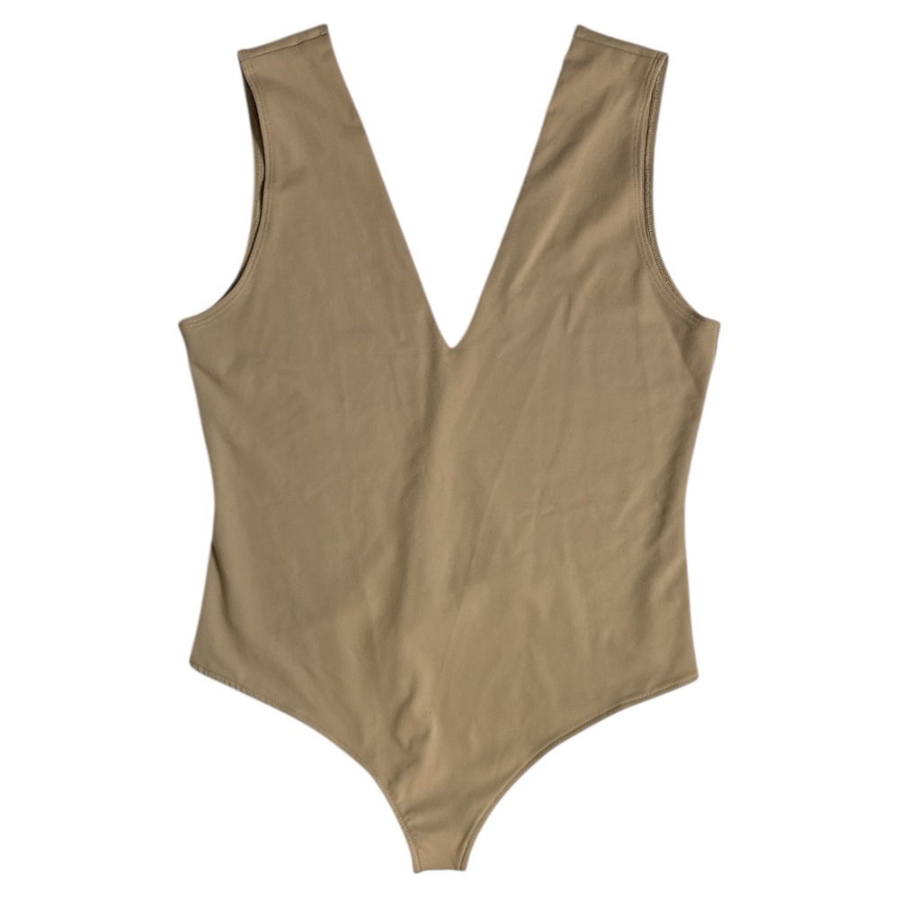 Free People Intimately Keep It Sleek Bodysuit Tan Deep V-Neck Size XL